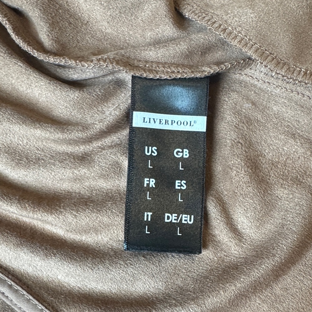 Liverpool  Women's Tan Brown Blazer Drapey Jacket Size Large 12-14 Faux Suede - Picture 8 of 12